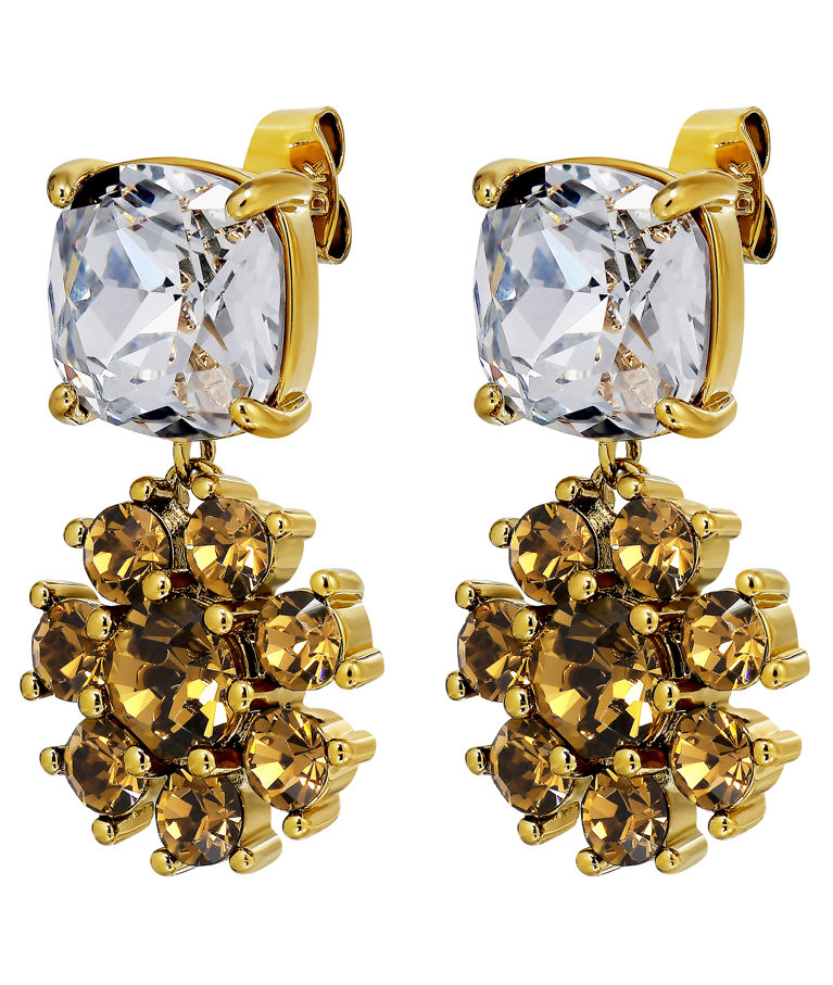 Mässingsörhänge Poppy Brown Crystal Gold