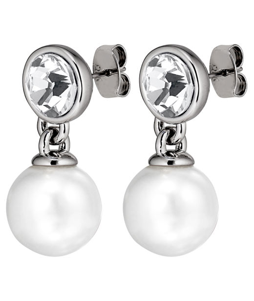 Mässingsörhänge Naomi Crystal White Pear