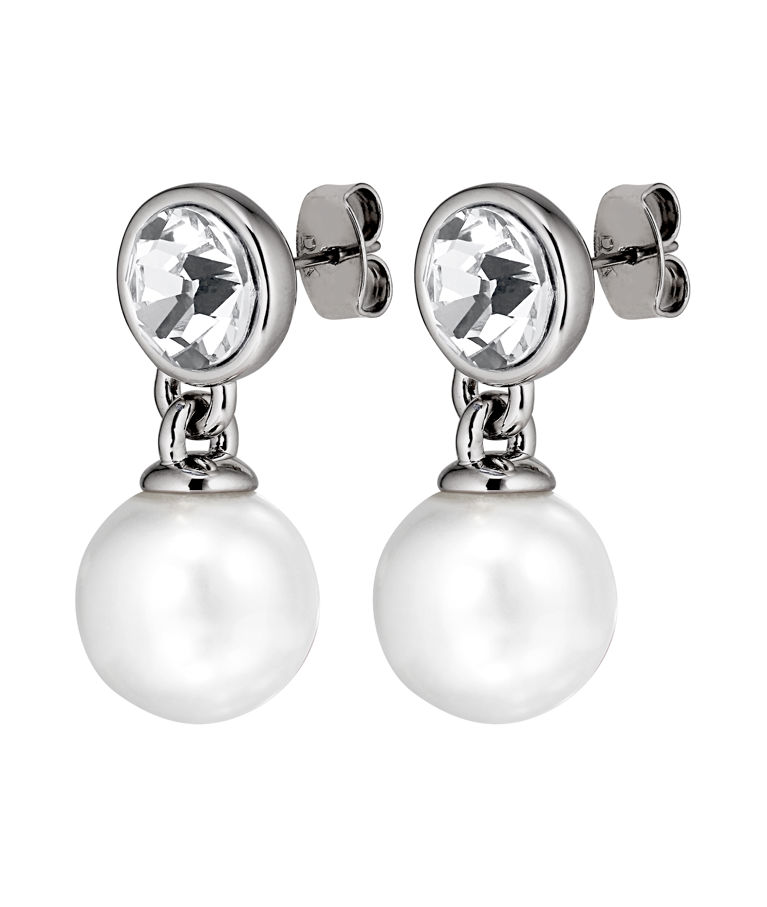 Mässingsörhänge Naomi Crystal White Pear