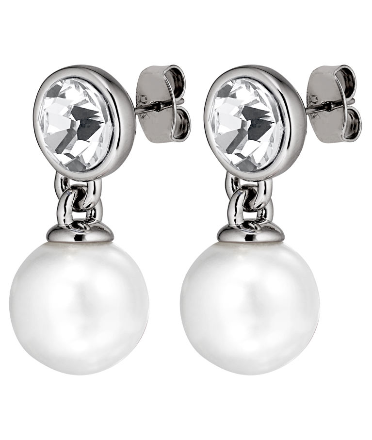 Mässingsörhänge Naomi Crystal White Pear