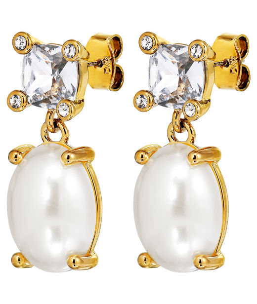 Mässingsörhänge Pearl Crystal Gold