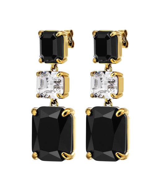 Mässingsörhänge Esmara Black Crystal Gold