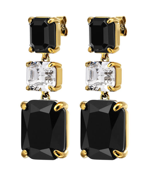 Mässingsörhänge Esmara Black Crystal Gold