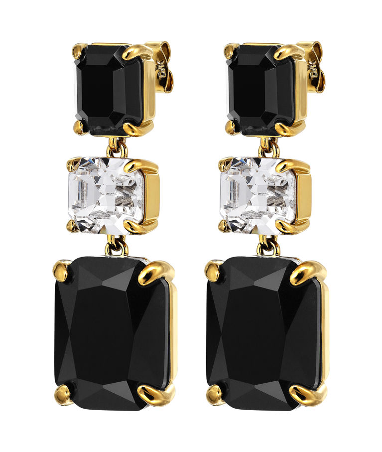 Mässingsörhänge Esmara Black Crystal Gold