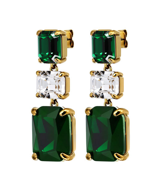 Mässingsörhänge Esmara Green Crystal Gold