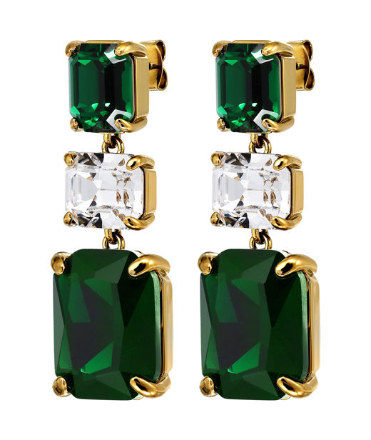 Mässingsörhänge Esmara Green Crystal Gold