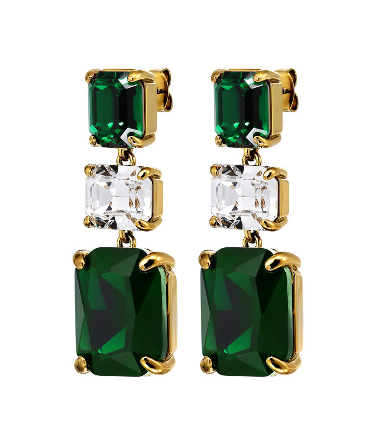 Mässingsörhänge Esmara Green Crystal Gold