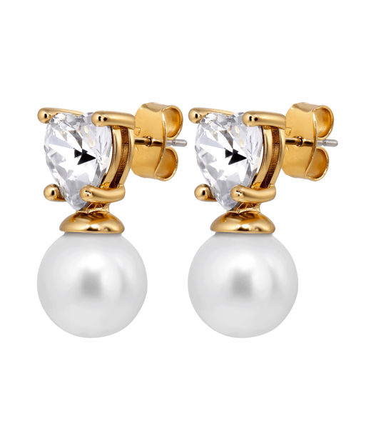 Mässingsörhänge EMO SG CRYSTAL / WHITE PEARL