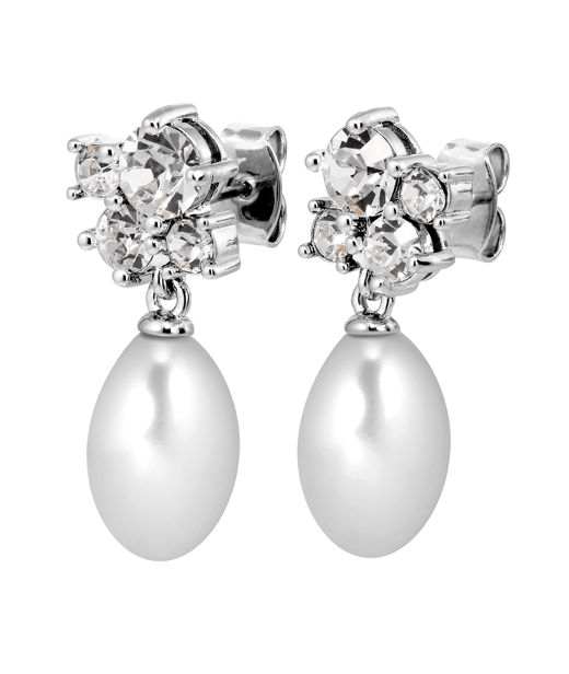 Mässingsörhänge PETUN SS CRYSTAL / WHITE PEARL