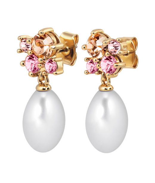 Mässingsörhänge PETUN SG ROSE / WHITE PEARL