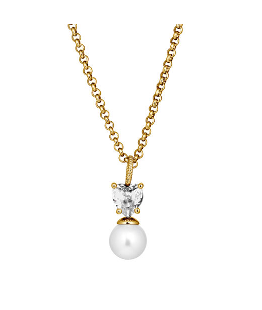 Mässingshalsband COLUME SG CRYSTAL / WHITE PEARL