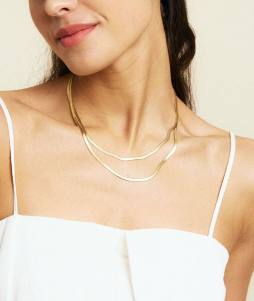 Stålhalsband Chain Herringbone 45cm gold