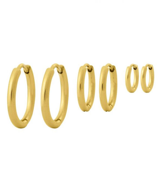 Stålörhänge Triple Pair Hoops gold
