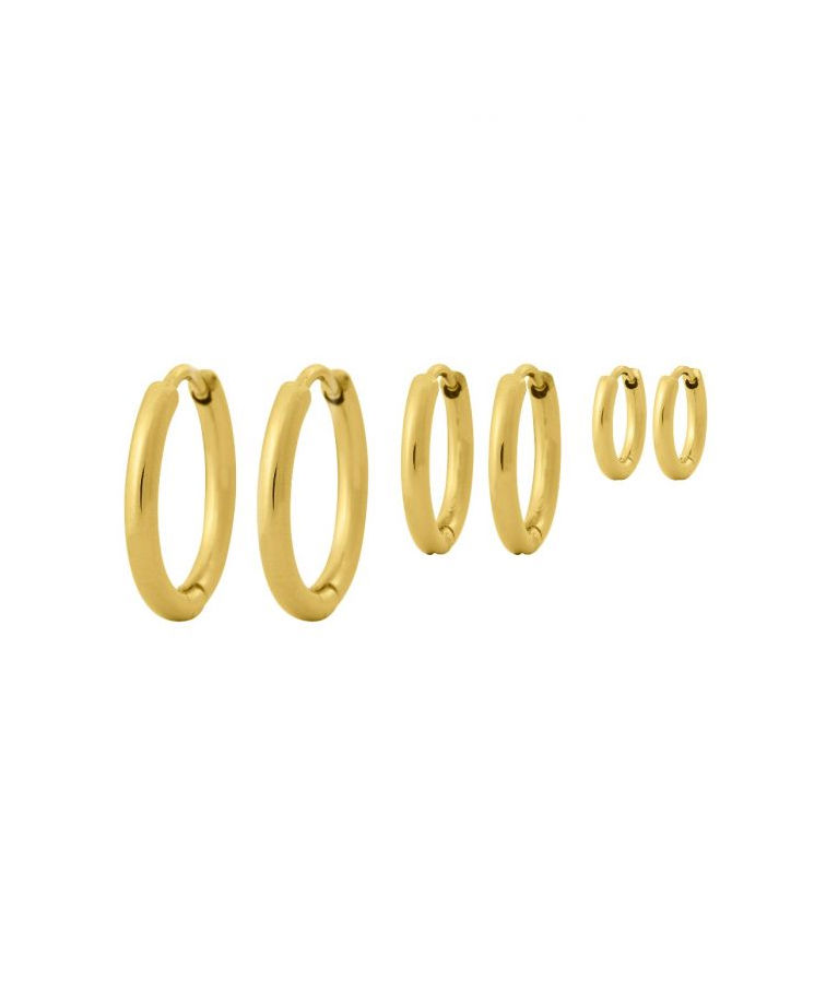 Stålörhänge Triple Pair Hoops gold