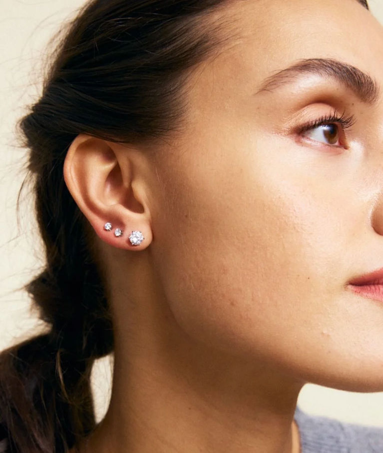 Stålörhänge Crown Studs L
