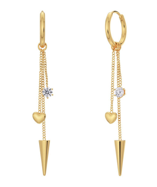 Stålörhänge Peak Hoops Multi Heart gold