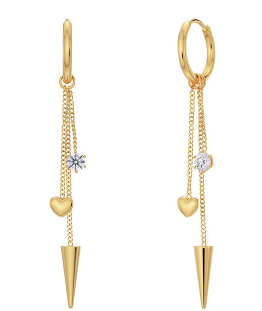 Stålörhänge Peak Hoops Multi Heart gold