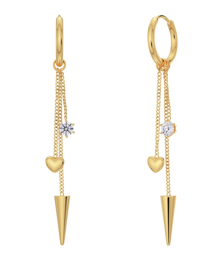 Stålörhänge Peak Hoops Multi Heart gold