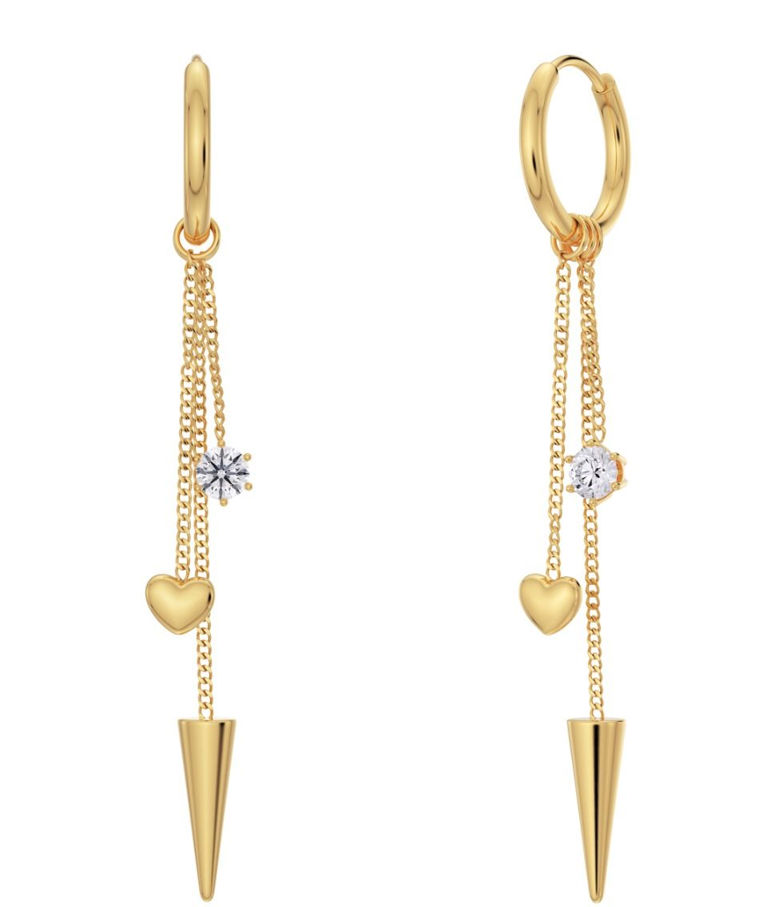 Stålörhänge Peak Hoops Multi Heart gold