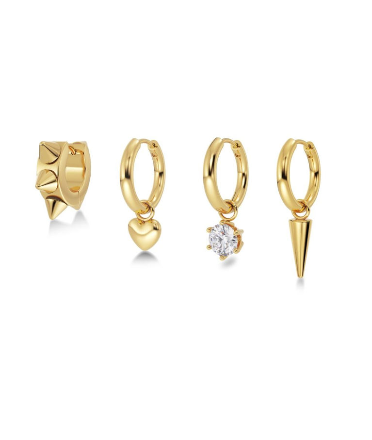 Stålörhänge Peak Hoops One Heart gold
