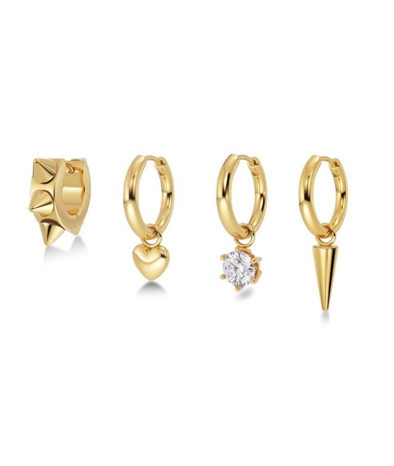 Stålörhänge Peak Hoops One Heart gold