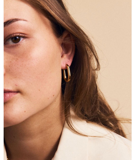 Stålörhänge Modernist Hoops L gold