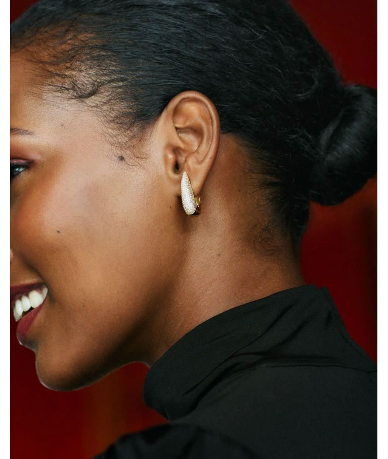 Silverörhänge Crest Pavè Hoops L fg