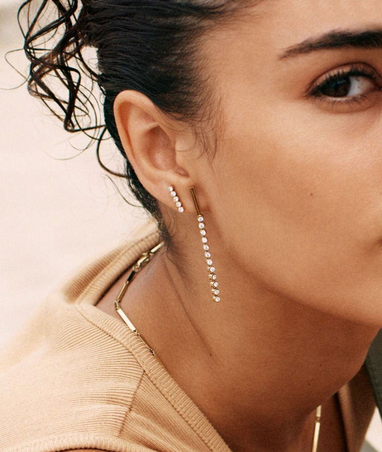 Stålörhänge Twiggy Studs cz gold