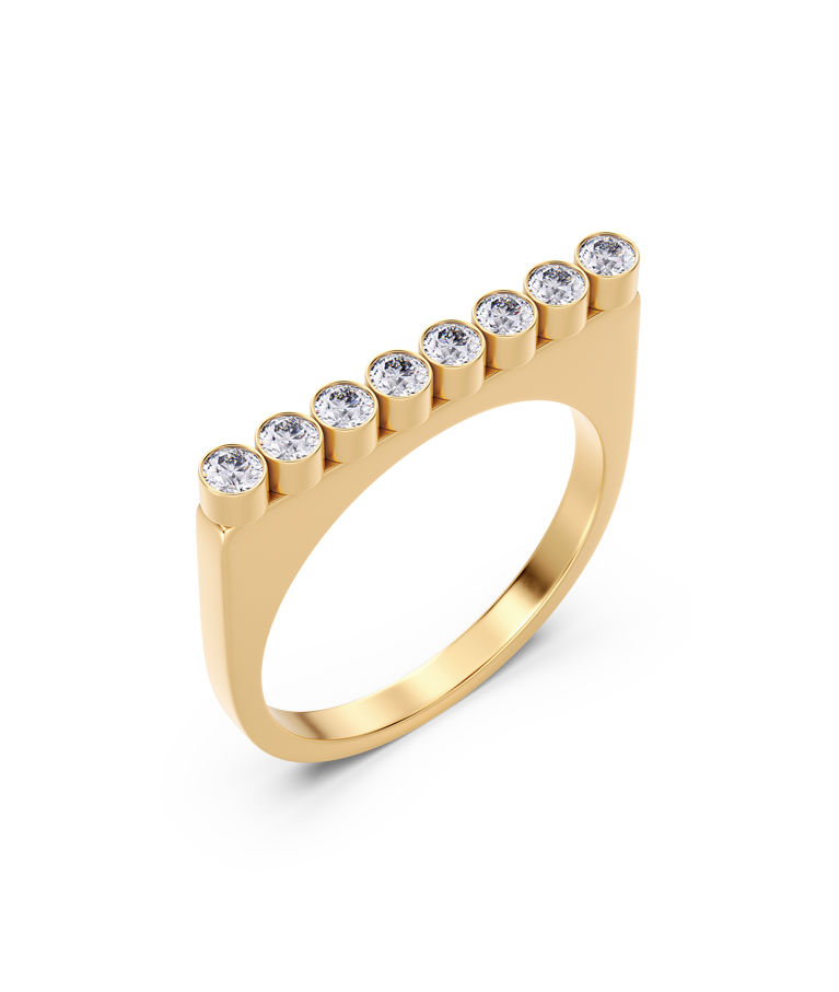 Stålring Twiggy cz gold SIZE S