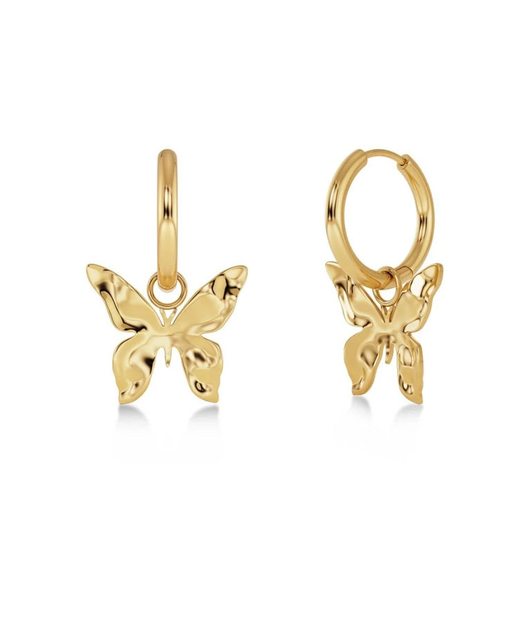 Stålörhängen Butterfly Hoops Gold