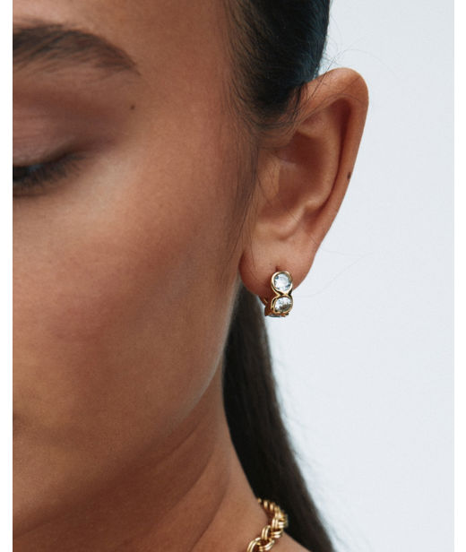Stålörhängen Ocean Gem Hoops Gold SP26
