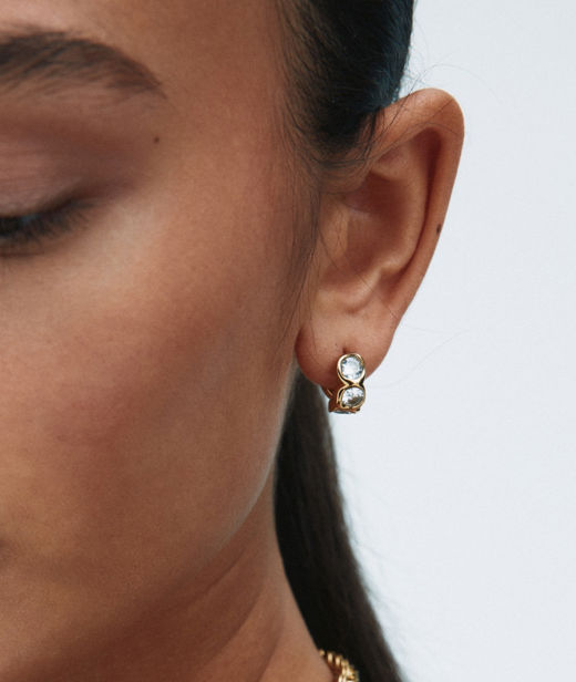 Stålörhängen Ocean Gem Hoops Gold SP26
