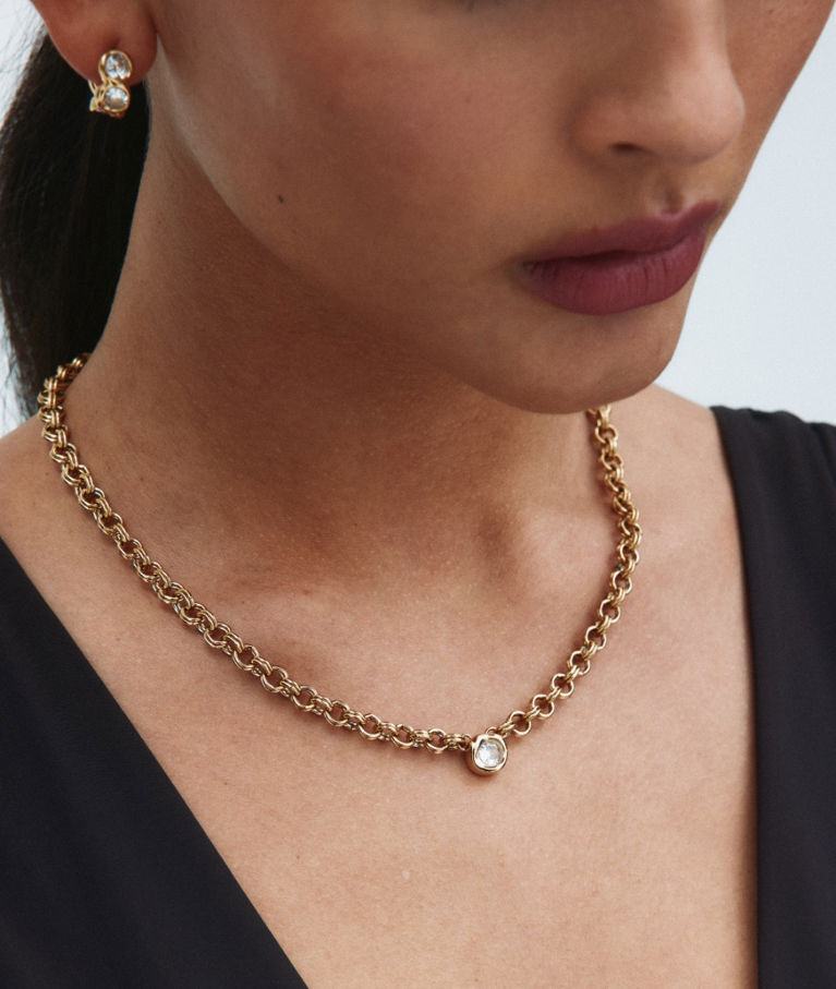 Stålhalsband Ocean Gem Necklace L Gold SP26