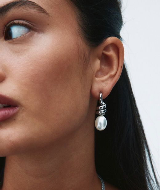 Stålörhängen Swivel Earrings Pearl L Steel SP26