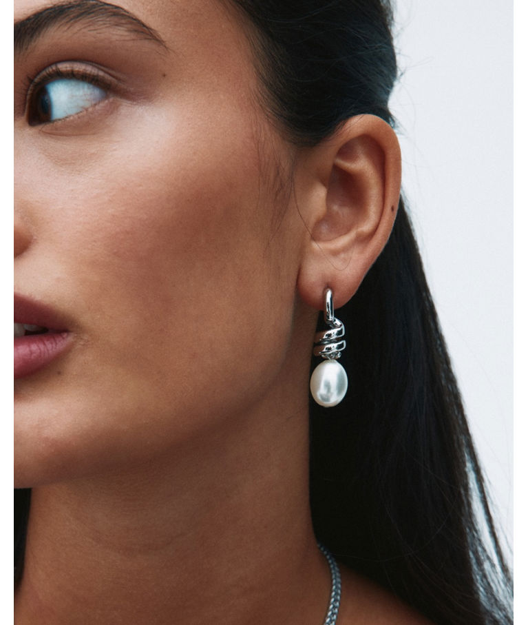 Stålörhängen Swivel Earrings Pearl L Steel SP26