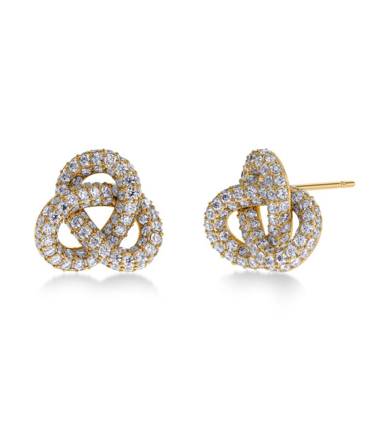 Stålörhänge Infinity Knot Sparkle Stud Gold L
