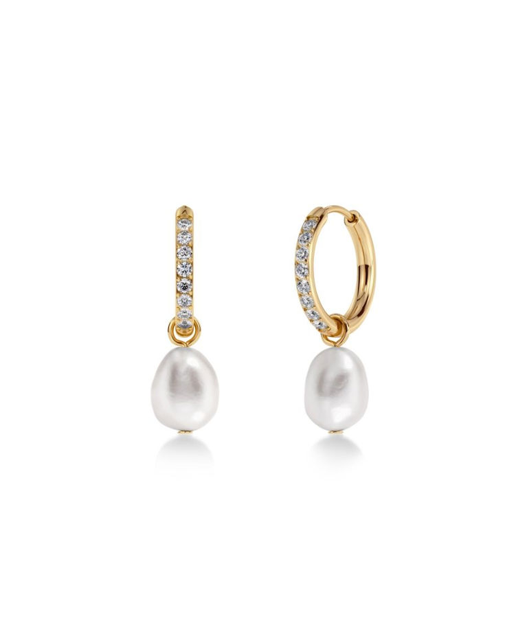 Stålörhänge Perla Hoops Sparkle Gold