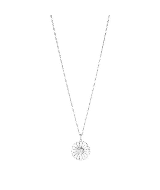 Silverhalsband Daisy White Enamel 18mm