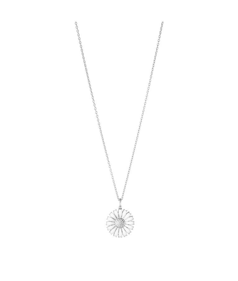 Silverhalsband Daisy White Enamel 18mm