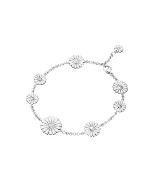 Silverarmband Daisy White Enamel 18,5cm