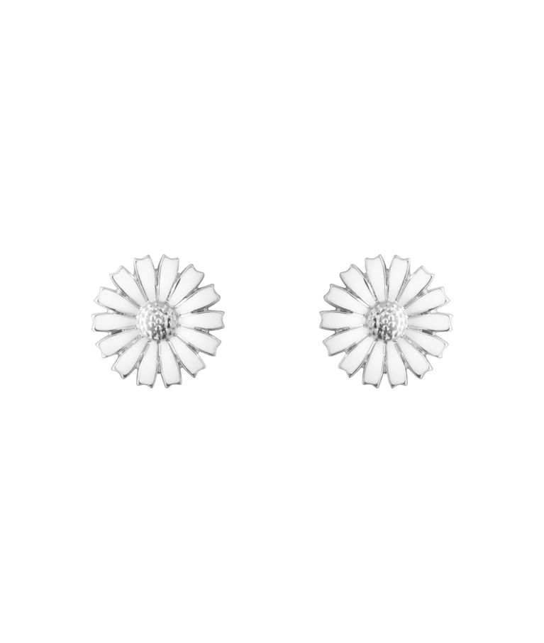 Silverörhängen Daisy Stud White Enamel 11mm