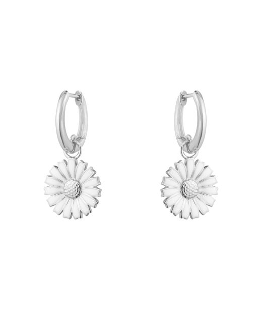 Silverörhängen Daisy White Enamel 13mm