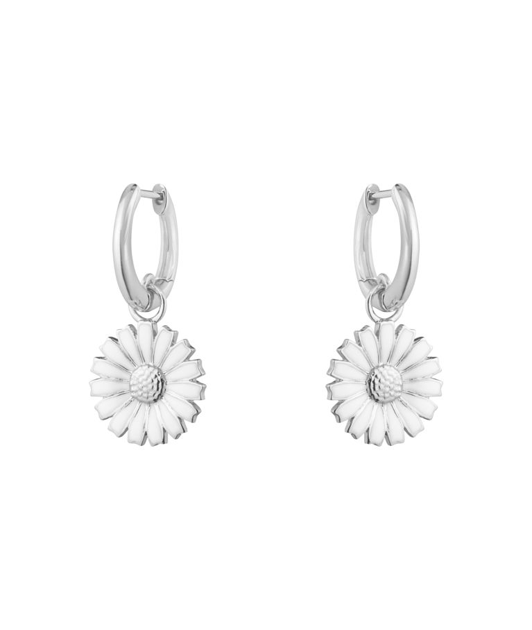 Silverörhängen Daisy White Enamel 13mm