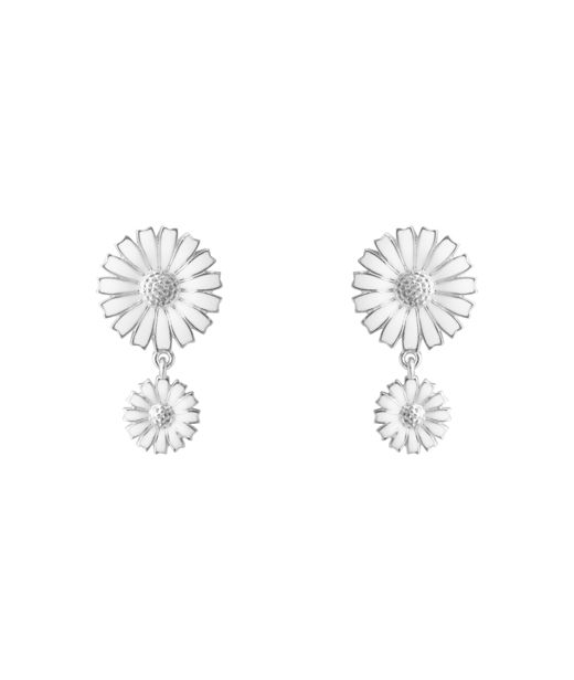 Silverörhängen Daisy Double White Enamel 13mm + 8mm