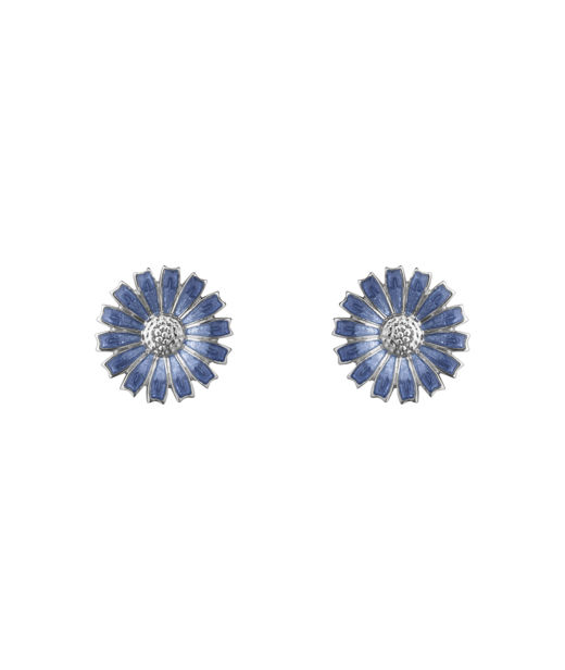 Silverörhängen Daisy Stud Blue Enamel 11mm