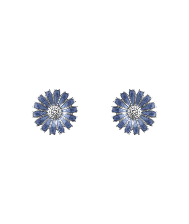 Silverörhängen Daisy Stud Blue Enamel 11mm