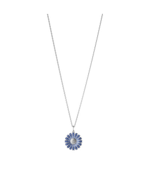 Silverhalsband Daisy Blue Enamel 18mm