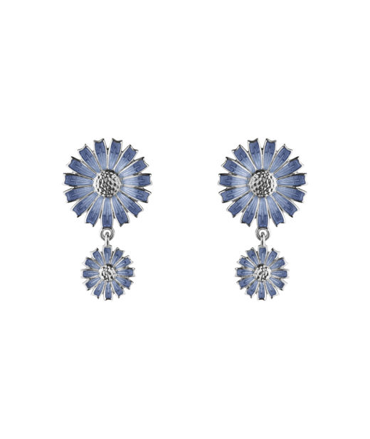 Silverörhängen Daisy Blue Double 13mm/8mm