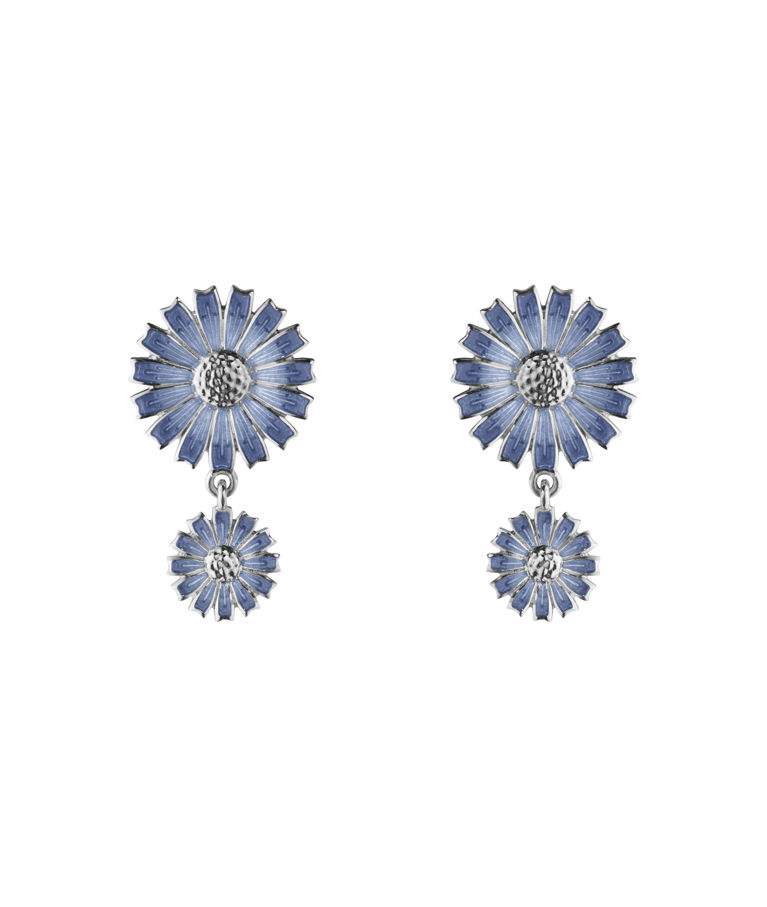 Silverörhängen Daisy Blue Double 13mm/8mm