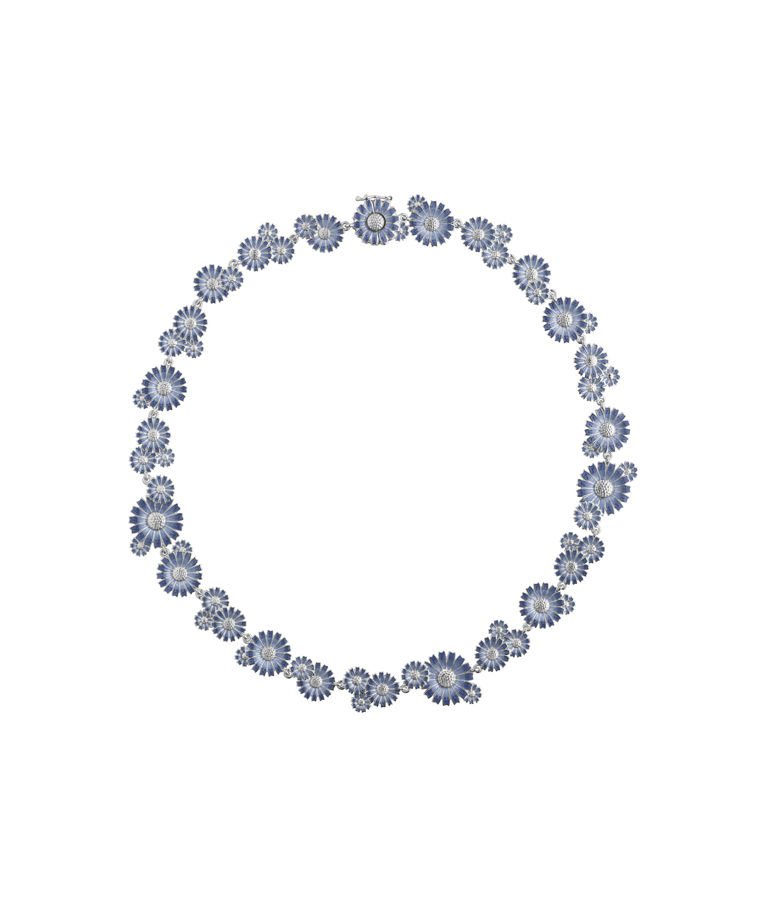 Silverhalsband Daisy Blue